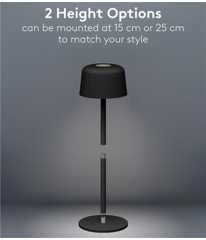 Bezvadu LED galda lampa, 2 W, 150 lm, 3000 K, 25 cm, melna

 AASV20J+3.jpg