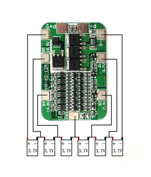 Litija baterijas uzlādes modulis 6S, 24V 12A uzlāde/izlāde, ar aizsardzību

 ABPL06S+1.jpg