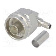 J01020A0036 Connector: N; plug; male; angled 90°; 50Ω; soldering,crimped; PTFE 92oex7tS9Dk1LYpDbrT2OHBhoL2jODM3Tds3Kn7mhP8