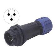 РАЗЪЕМ  WEIPU SP1311/P3, 3-контактный штекер для корпуса/кабеля ø4÷6,5 мм, 13A 250V, IP68