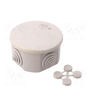 00802 Enclosure: junction box; Ø: 80mm; Z: 40mm; wall mount; IP44; grey ZnZYiD7uC88hdUIGc-V9smUFDbU9KZlL2Uj8OsdZTIM