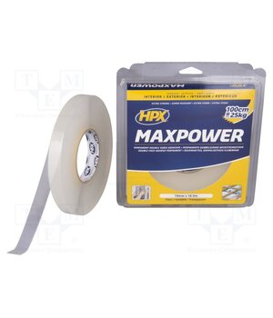 HT1916 Tape: fixing; W: 19mm; L: 16.5m; Thk: 1mm; double-sided; acrylic r52A-Fht3dBN9Ux2PbjRBOk2Kg2cmC9Su3MJdoi9pPc