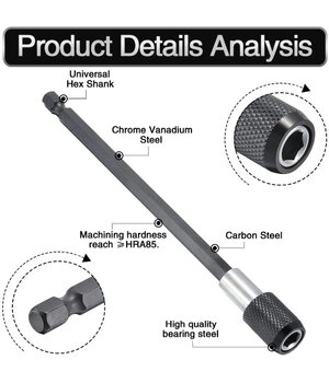 Skrūvgriezis pagarinājuma stienis 1/4" HEX, komplekts 3 gab. (60/100/150 mm)

 IRAD061+3.jpg
