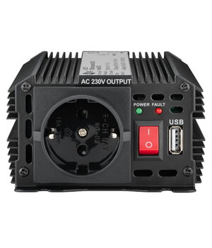 Sprieguma pārveidotājs 12 V DC uz 230 V AC 300 W, ar USB 5 V 2,1 A ligzdu

 AMKA300U1+1.jpg