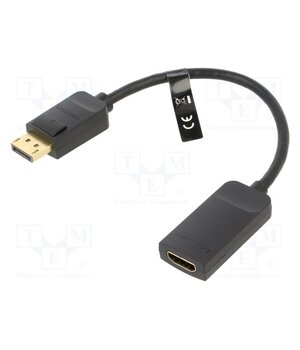 HBZBB Adapter; DisplayPort plug,HDMI socket; 4K; 0.15m; black; ABS HyyqIVi3xMAdy19d_vMVLJcsV8mUTYsKWe51NIAdHv4