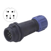 Штекер для кабеля, мужской, SP1311, контакт5, IP68, 4÷6,5 мм, 5A, пайка