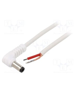 A25-TT-C100-050WH Cable; 1x1mm2; wires,DC 5,5/2,5 plug; angled; white; 0.5m TDf2WQMTMXfzTDcpp34b4bfRJWCGIFfQAPpgIo6md6M
