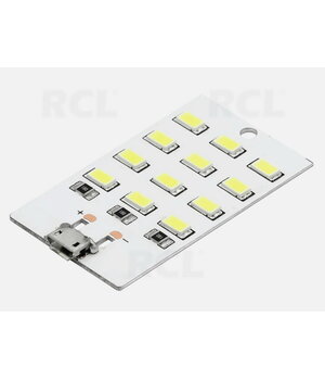 LED MODUĻIS 12 LED balts, 5V, mikro USB, 52x30x3,7mm

 PLDM005_12.jpg