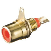 SOCKET RCA, Panel mounting, red mini, gold-plated