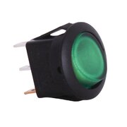ROCKER SWITCH 6A/250VAC with illuminated round green, ON-OFF