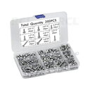 Set of self-tapping drill screw, hexagonal head, stainless steel, 410 series, 200pcs