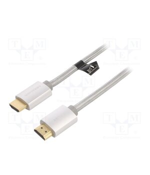 AABIE Cable; HDMI plug,both sides; PVC; textile; HDMI 2.0; 0.75m; silver _7VsC3zf_hJS4Jd42iQ9dRb4S7akDHwzJhg0SMDj0Sk