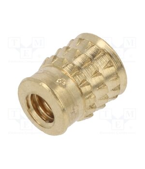 300113357 Threaded insert; brass; M2,5; BN 37885; L: 5.2mm; for plastic pzUoEjeZK1dM1USGRFMuHg-QypBSWMR1AoMENhLpb6s