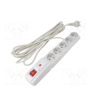 ACAR F5 5M GREY Plug socket strip: protective; Sockets: 5; 230VAC; 10A; grey 3ACX3PnC6PuGX2EgR9kD4amIZVRBvjXxze4q3JF9rtY