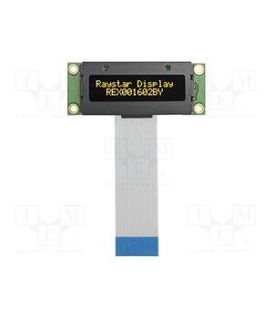 REX001602BYPP5N00000 Display: OLED; alphanumeric; 16x2; Dim: 53x20x7.6mm; yellow; PIN: 16 5dq9mjx7J9Y8F-RQiXJ9PwMHx1Fe4YQCkUXdDV8_tNc
