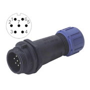 РАЗЪЕМ  WEIPU SP1311/P7, 7-контактный штекер для корпуса/кабеля ø4÷6,5 мм, 5A 250 В, IP68