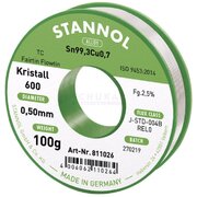 LODES 0,5 mm 100 g Sn99,3Cu0,7, STANNOL Kristall 600

 ILYDB0501.jpg
