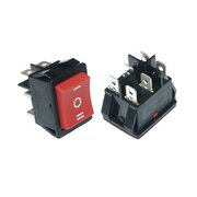 ROCKER SWITCH 15A/250VAC, red, 2x ON-OFF-ON