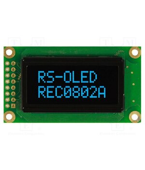 REC000802ABPP5N00100 Display: OLED; alphanumeric; 8x2; Dim: 58x32x10mm; blue; PIN: 16 ce-mSDPOa-FYABkiWKFHOnXlAso7DNjyGimVd9iowjw