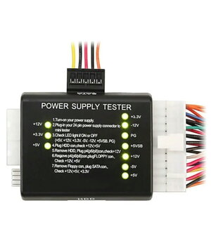 ATX barošanas bloka PSU testētājs ar 20/24 kontaktiem, SATA un Molex HDD savienotājiem datoram

 ATS009+2.jpg