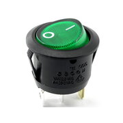 ROCKER SWITCH 6A/250VAC with illuminated round green, ON-OFF