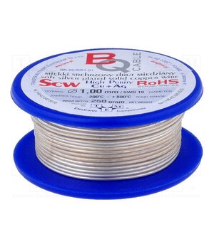 SCW-1.00/100 Silver plated copper wires; 1mm; 100g; Cu,silver plated; 14m 5naOATKWFTnEL4AUwr6A0bxnngVCf24QGeMokxpBAeU