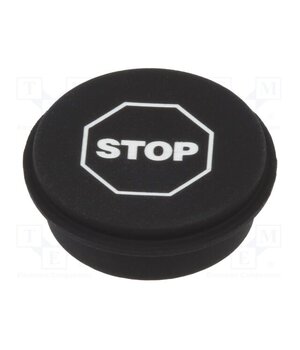 09-0S12.3308 Button; round; Ø21mm; black; 09; Button marking: STOP 2yZ109hQXIkX02sUilozVGvfzG5aUaceSGXgfnyW7bE