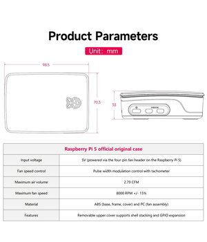 KORPUSS RASPBERRY PI 5, 98,5 x 70,3 x 33 mm, balts/sarkans

 IDEH25_b.jpg