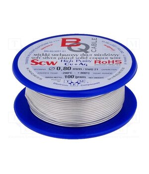 SCW-0.80/100 Silver plated copper wires; 0.8mm; 100g; Cu,silver plated; 22m q5U8Bs7I78hvJEKJbMcPGWr13Qu0UmRPFqz27yadWQs