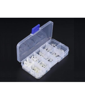 Plastmasas skrūvju komplekts M2, M2,5, M3, M4, M5 ar paplāksnēm un uzgriežņiem, 150 gab.

 ITR150+0.jpg