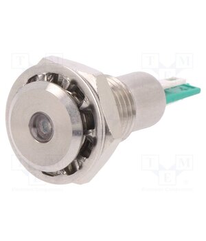 DX0505/GN/12 Indicator: LED; flat; green; 12VDC; Ø12.1mm; IP67; DX0505 XVF4HbLgDXSzFRxCl-CGphR83mYQzIl6mpQNTyQMrhw