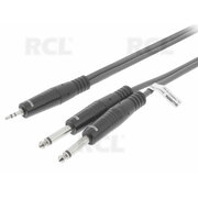 Stereo Audio Cable 2x 6.35 mm Male - 3.5 mm Male, 3m, Dark Grey