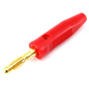 PLUG ø4mm 'banan' type, plastic, red, gold-plated