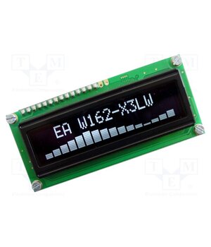 EA W162-X3LW Display: OLED; alphanumeric; 16x2; Dim: 80x36mm; white; PIN: 16; 1x16 quxq3dSKMRI1mTcLtfB1QSsjdlAxaL99ZYvqyYdYuF4
