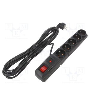 ACAR F5 5M BLACK Plug socket strip: protective; Sockets: 5; 230VAC; 10A; black wZ_B6qpaVhrxPa-77MSXul2F3eWlTmkr2Y63fT5UWYs