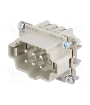 1200000000 Connector: HDC; male; HDC; PIN: 6; 24A; 500V; 6+PE; size 3; screws evVjpBUb6KVO56zVp99EKitYVOgrrlkobApuUGNKzUA