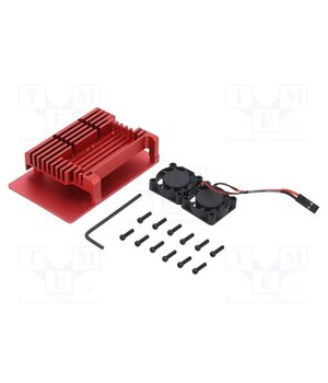 ODS-15690 Enclosure: for computer; Raspberry Pi 4 B; aluminium; red; X: 88mm zWwueaKFQUvayE6odbUknfgrlmFiDWP49D49xgZYAKY