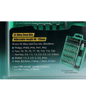 Precīzs elektroniskais skrūvgriežu komplekts, Pro'sKit SD-9802 31 IN 1

 IRATR31+2.jpg