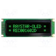 REC001602DGPP5N00100 Display: OLED; alphanumeric; 16x2; Dim: 85x30x10mm; green; PIN: 14 Yro1nLvwyTeDmvKX6FSzD-G7fHyVNlnz7AN_btFSUs4