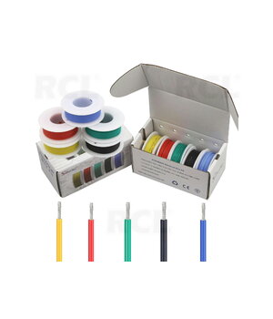 Silikona montāžas vadi AWG22 0,35 mm², -60 °C...+200 °C, 5 krāsas x 10 m

 CLA0905X+2.jpg