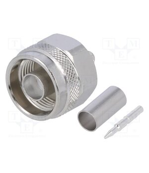 J01020A0113 Connector: N; plug; male; straight; 50Ω; crimped; for cable; PTFE Cpajiyg0tk148Qf6yECelTz7ldn4x7AKoPaWNAyIzkQ