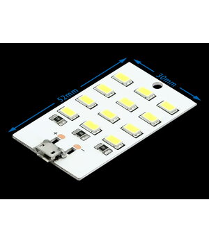 LED MODUĻIS 12 LED balts, 5V, mikro USB, 52x30x3,7mm

 PLDM005_12_b.jpg