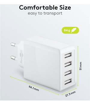 BAROJUMU AVOTS - USB-A daudzportu lādētājs 4x USB-A (30 W) balts

 AMS0530_4B_b.jpg