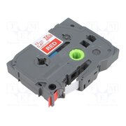 TZE-435 Tape; 12mm; 8m; red; Character colour: white; laminated,glued yiK9XF5JBFQzYD12FVdCsrATKLgu71pe2MMjBecAPqA