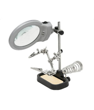 PCB montāžas statīvs ar palielināmo stiklu un lodēšanas dzelzs turētāju

 IIPL05.jpg