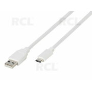 CABLE 2.0 USB A (M) <-> USB-C  (Type C), white, 2m