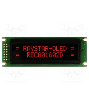 REC001602DRPP5N00100 Display: OLED; alphanumeric; 16x2; Dim: 85x30x10mm; red; PIN: 14 _Ao0IH3NpatsdiFa6QZjvkxZ7z7ukqydf4DLqcl67Sg