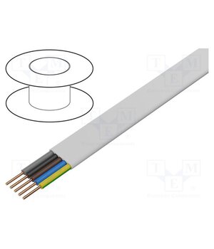 YDYP-5X1.5 Wire; YDY; 5G1.5mm2; flat; wire; Cu; PVC; white; 450V,750V; 100m qVTEb1TRBNyYw5aluSrJ26RmUUIXRiveVUIZfbnSV5w