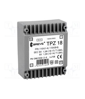 16006-8993 Transformer: mains; 18VA; 115VAC,230VAC; 6V; 6V; 1.5A; PCB; IP00 eJLA56YRHYqiDc44t9emIkKi4YmFnSB3xaZbCA9zWWs
