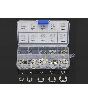 Fiksējošo gredzenu komplekts, tips E M1,5–M10, nerūsējošais tērauds 304, 200 gab.

 ITR079.jpg